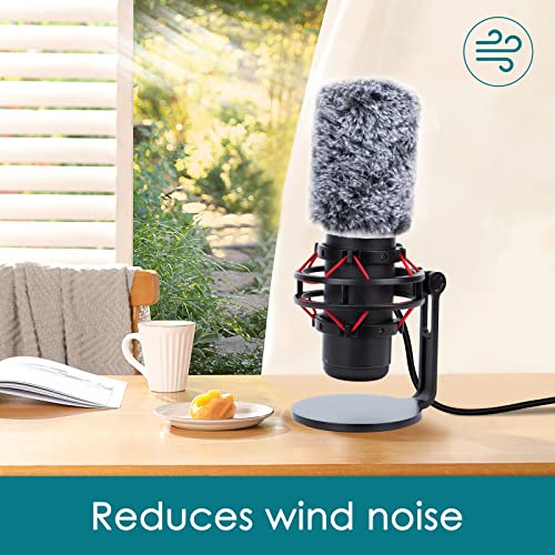 YOUSHARES Mic Cover Kit for HyperX QuadCast/QuadCast S – Foam & Furry Windscreen Set for Noise Reduction, Dust Protection, Studio & Streaming