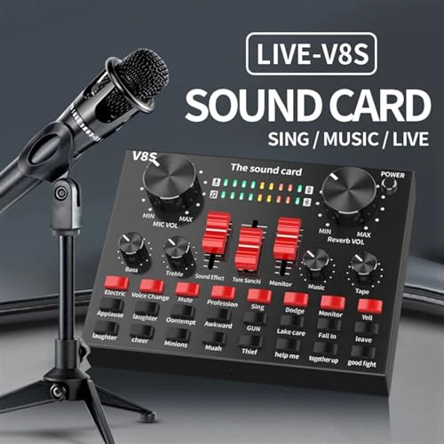 LIAMOS Clear External Sound Card V8s Mobile Phone Microphone Sound Card Sound Card for Mobile Computer AUD-io Interface,Strong Compatibility