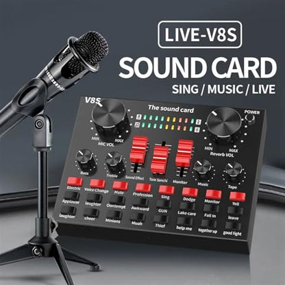 LIAMOS Clear External Sound Card V8s Mobile Phone Microphone Sound Card Sound Card for Mobile Computer AUD-io Interface,Strong Compatibility