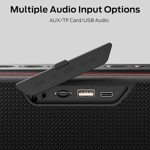 Monster Shock Pro Bluetooth Speaker with Strap, 80W Loud Speaker with Deep Bass, Portable Wireless Speakers with TWS, Long Playtime & Waterproof for Outdoors/Indoors, Supports AUX/TF Card/USB Audio