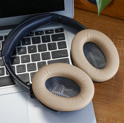 GEVO Premium Replacement Ear Pads for Bose QC35 & QC35ii Headphones - Beige | Fits QuietComfort 35 & 35ii / SoundLink 1&2 AE（Over-Ear）- Soft Protein Leather · Adaptive Memory Foam and Extra Durable - color: Beige