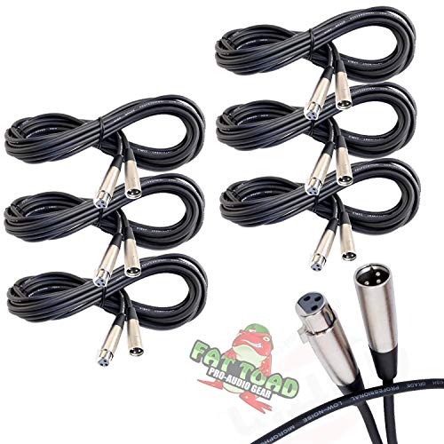 Fat Toad 20FT XLR Microphone Cables (ShieldedPRO X Series) 6-Pack – Audio Patch Cords with Lo-Z Connectors, 24 AWG Wires Balanced for Studio Use - size: 6-Pack