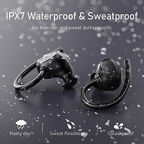 Wireless Earbud, Bluetooth 5.1 Headphones Sport Wireless Bluetooth Earphones in Ear Noise Cancelling Earbud with Mic Deep Bass, Earhooks Ear Buds IP7 Waterproof 48H Headset for Running Gym[2021 New] | IP7 Waterproof Wireless Earphones Ear Hooks, ENC Noise