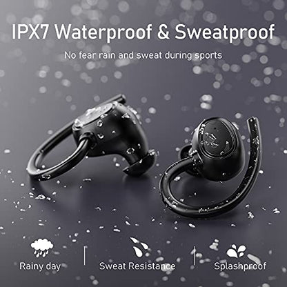 Wireless Earbud, Bluetooth 5.1 Headphones Sport Wireless Bluetooth Earphones in Ear Noise Cancelling Earbud with Mic Deep Bass, Earhooks Ear Buds IP7 Waterproof 48H Headset for Running Gym[2021 New] | IP7 Waterproof Wireless Earphones Ear Hooks, ENC Noise