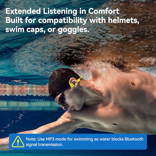 Full-Coverage Liquid Silicone Swimming Headphones, IP68 Waterproof Underwater Headphones, Bluetooth 6.0&MP3 with 32GB Memory Card, Soft/Skin-Comfortable Open Ear Bone Conduction Swim Earbuds