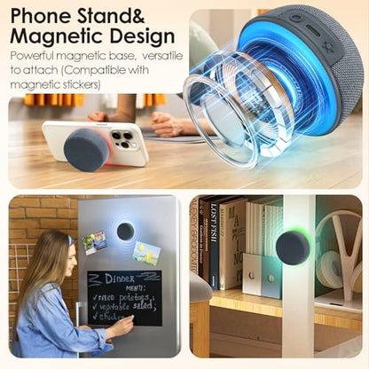 Dual Bluetooth Speaker Set with TWS & Magnetic Base Wireless Speakers - color: Gray