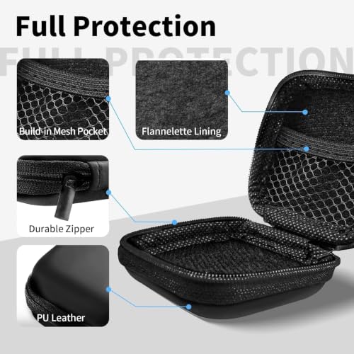 1 Pack Square Earbud Case Storage Bag with Carabiner, Black - color: C1-square black