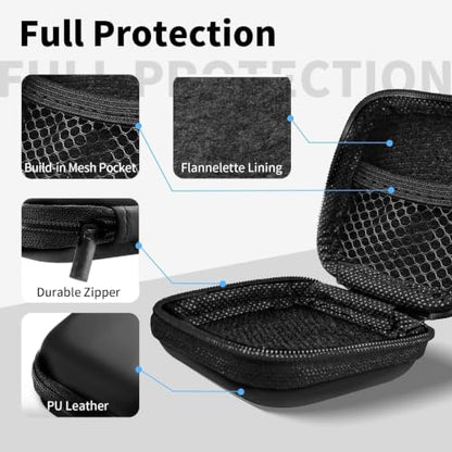 1 Pack Square Earbud Case Storage Bag with Carabiner, Black - color: C1-square black