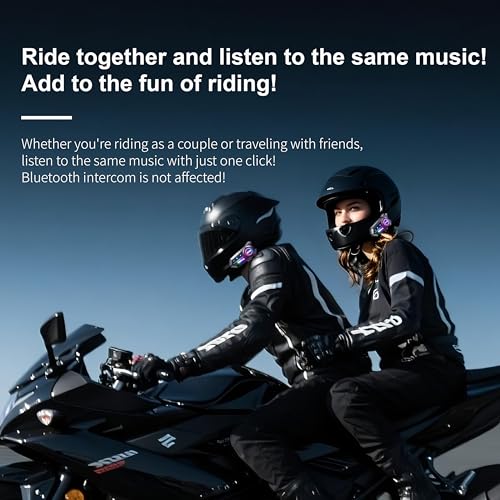 Motorcycle Bluetooth Headset with Microphone,Wireless Helmet Intercom Communication System, Noise Canceling, Ultra-Long Battery Life, Fit for Full-Face Helmets, Riding & Delivery