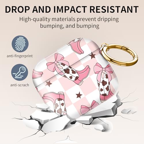 Compatible with AirPods 4th Generation Case 2024, Shockproof Cover with Golden Buckle for Women & Girls, Protective Anti-Drop Design(Cute Cowgirl Boots) - color: Cute cowgirl boots