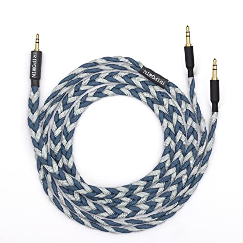 Linsoul Tripowin GranVia Upgraded OFC Headphone Replacement Cable, Dual 3.5mm Connector to 3.5mm Stereo Headphone Cable for HE4XX/HE-400i/HE400se/Goldplanar/Focal ELEGIA(Blue, 1.5m) - color: Blue, size: 1.5m