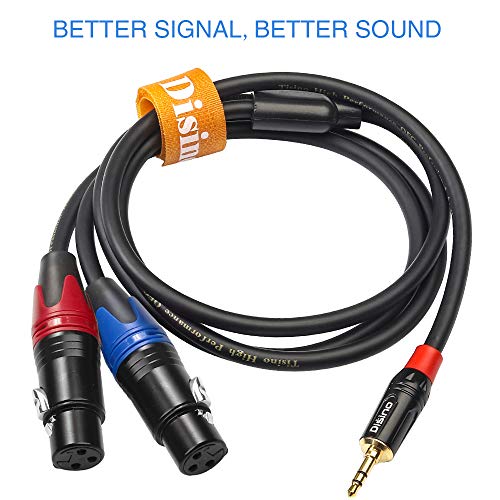 Dual Female XLR to 3.5mm Y-Splitter Cable, Unbalanced XLR Female to 1/8 Inch Mini Jack TRS Stereo Aux Interconnect Audio Mic Breakout Patch Cord - 10 Feet/3 Meters - size: 10 Feet