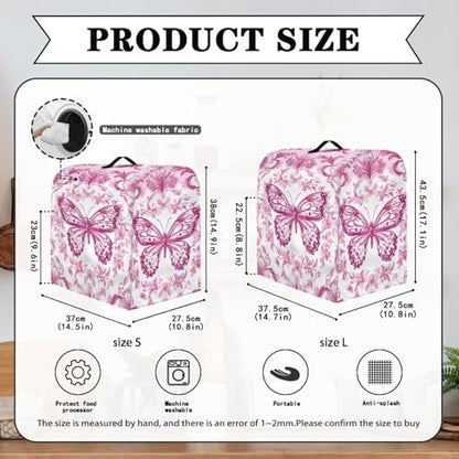 Stand Mixer Dust Cover, Stand Mixer Cover with Multi Pockets for Women Fashion Printed Coffee Maker Dust Cover Stand Mixer Protective Cover Pink Butterfly - color: Pink Butterfly, size: S