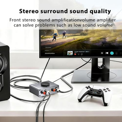 RCA Stereo Audio Switcher, 2 in 1 Out / 1 in 2 Out Bi-Directional RCA Audio Selector Splitter, Passive No External Power Required for TV Speaker Amplifier