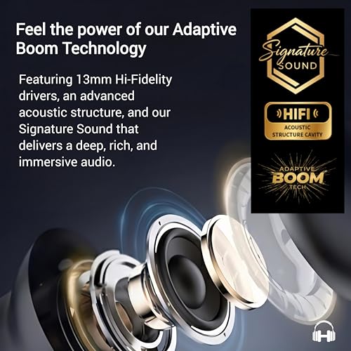 HARMONY TWENTY-TWO HTT-17, Wireless Earbuds, ENC 4 Mic Call Noise Cancelling, 13mm Deep Bass in Ear Buds with Voice Assistant, 5.4 Bluetooth Earphones, Fast Charging 10 min=100 min, 6H+35H Case, Ipx5