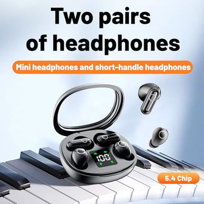 2-in-1 Mini Invisible Sleep Bluetooth Earbuds,Small Wireless Sleep Headphones for Side Sleepers,Bluetooth 5.4 Bass Stereo Sound Over-Ear Earbuds,Bluetooth Earbuds for Laptop/Phones/Sports (Black) - color: Black