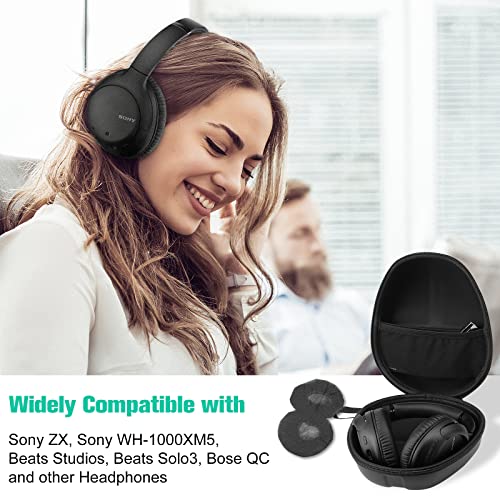 ProCase Hard Headphone Case Travel Bag for Sony WH-1000XM4, Beats Solo3, Bose QC, Hardshell EVA Carrying Case Headset Case with 2 Dust Covers - Black - color: Black