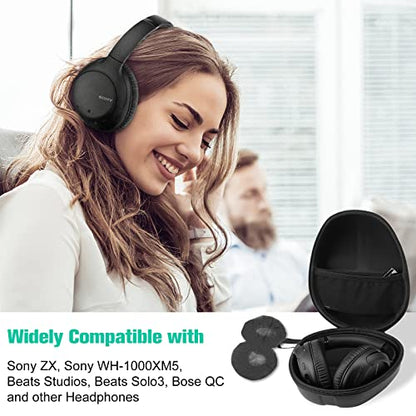 ProCase Hard Headphone Case Travel Bag for Sony WH-1000XM4, Beats Solo3, Bose QC, Hardshell EVA Carrying Case Headset Case with 2 Dust Covers - Black - color: Black