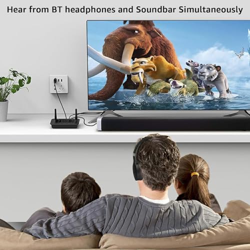1Mii B03S Bluetooth 5.3 Transmitter Receiver for TV Home Stereo | Optical RCA AUX Wireless Audio Adapter w/Audiophile DAC, aptX Adaptive/LL/HD, Dual Link, Volume Control, Soundbar Passthrough