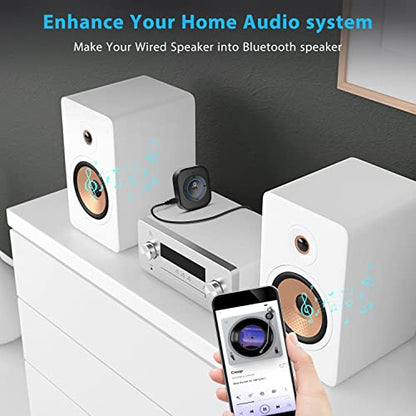 iDIGMALL Bluetooth 5.4 Receiver, AUX Wireless Audio Adapter for Car Speaker | Built-in Noise Cancelling Mic for Hands-Free Calls, 3.5mm AUX for Home Stereo Wired Headphones, 20Hrs Playtime, Multi-Point - color: J207