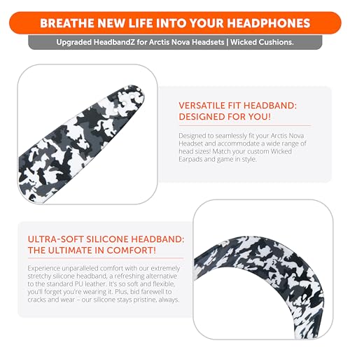 WC HeadbandZ Arctis Nova - Silicone Headband for Arctis Nova Headsets | Made by Wicked Cushions | Enhanced Flexibility, Comfort & Style, Matching Earpad Designs | Snow Camo - color: Snow Camo