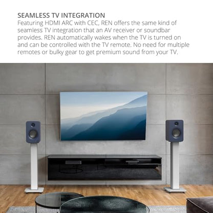Kanto REN Blue Bluetooth Powered Bookshelf Speakers - Matte Blue Pair SP32PLW 32" Fixed-Height Stands for Bookshelf Speakers - White Pair (2024) - size: RENBLUE, style: SP32PLW