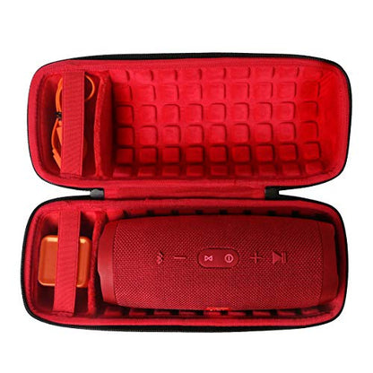 co2CREA Hard Travel Case for JBL Charge 5/4 Speaker, Black+Inside Red | Portable Travel Bag Replacement with Custom Molded Interior and Handle, Shockproof EVA Shell and Soft Lining - color: Outside Black and Inside Red