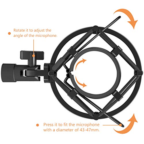 Microphone Shock Mount Mic Holder, Anti-Vibration Suspension Shock Mount Mic Holder Clip for 43mm-47mm Diameter Condenser Microphone