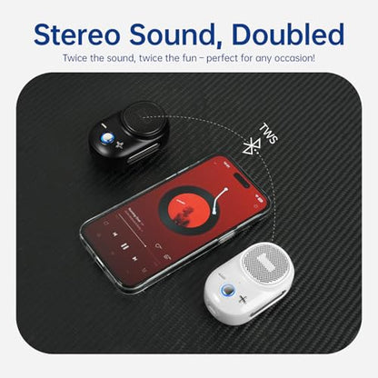 Divoom Itour-S Wearable Bluetooth Speaker, IP67 Clip-On, 10H Playtime,White | Waterproof, Dustproof, Travel, Work, Golf, Gift Idea & Outdoor Audio - color: White