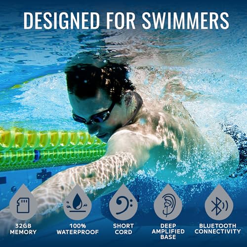 Tayogo W18 Swimming Headphones, IPX8 Waterproof Earbuds for Swimming with 32GB MP3 Player, Bluetooth 5.4, FM Radio & T6 Receiving Mode, in-Ear Underwater Headphones for Lap Swimming - color: BK
