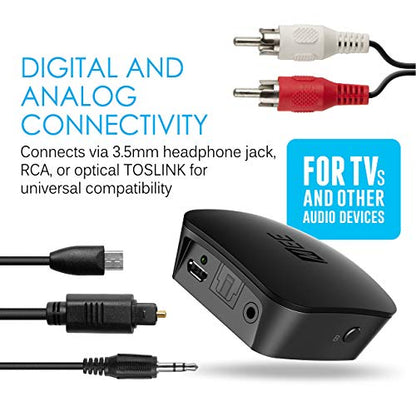 MEE audio Connect Bluetooth Audio Transmitter for up to 2 Wireless Headphones/Speakers, Bluetooth Streamer Adapter with AptX Low Latency for TV/PC/Airplane/Gym with 3.5mm/AUX/RCA/Optical Input - style: TV Transmitter