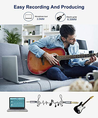 1/8 to 1/4 Stereo Cable AkoaDa 3.5mm to 6.35mm Stereo Audio Cable 6.6ft 6.35mm 1/4" Male to 3.5mm 1/8" Male TRS Bidirectional Stereo Audio Cord Jack for Guitar,Laptop, Home Theater Devices, Amplifiers - size: 6.6FT