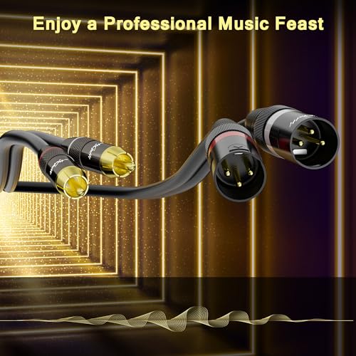 Dual XLR to 2 RCA Stereo Audio Cable 75 FT, Unbalanced 2 XLR to 2 RCA Male Interconnect Cable,【Zinc Alloy Shell, OFC, Gold-Plated Plug】for Home Theater, Microphone, Speaker, Amplifiers, HiFi Systems - size: 75FT