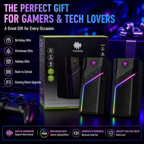 W-206RE Computer Speakers for Desktop PC, Bluetooth RGB Lights