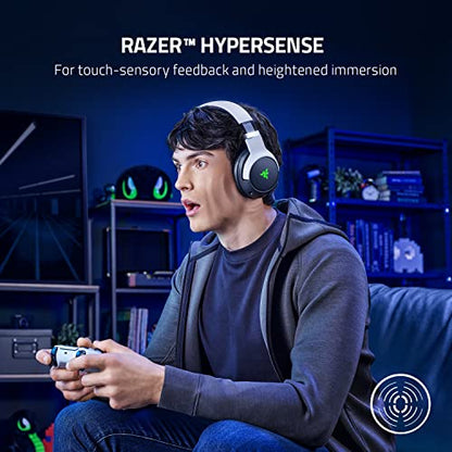 Razer Kaira Pro Dual Wireless Gaming Headset w/Haptics for PlayStation 5 / PS5, PC, Mobile, PS4: HyperSense - Triforce 50mm Drivers - Detachable Mic - 2.4GHz and Bluetooth w/SmartSwitch - RGB Chroma - color: White/Black, style: Kaira Pro
