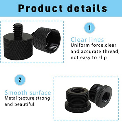 4 Pieces Mic Screw Adapter, 5/8 Female to 3/8 Male and 3/8 Female to 5/8 Male, 5/8 Female to 1/4 Male and 1/4 Female to 5/8 Male, Mic Thread Adapter, Microphone Adapter