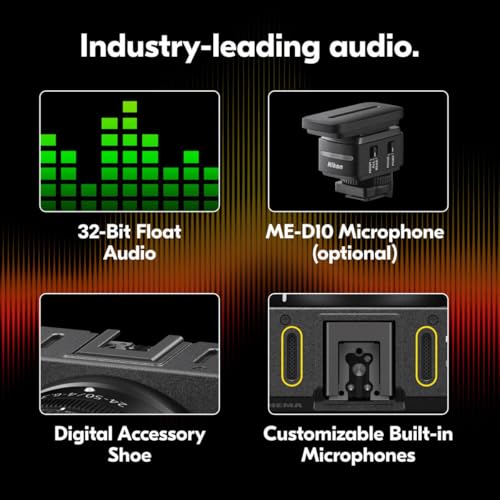 Nikon ME-D10 Shotgun Microphone for ZR Digital Accessory Shoe | Multi-Pattern Pickups and 32-bit Float Audio Recording, Professional-quality audio, Style, Two modes