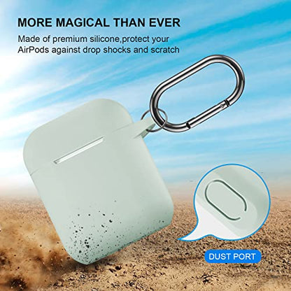 Compatible with AirPods Case Cover, Full Protective Silicone Skin Dust-Proof Designed for Apple AirPods 1st 2nd Generation with Keychain, Front LED Visible, Fog - color: C-Fog