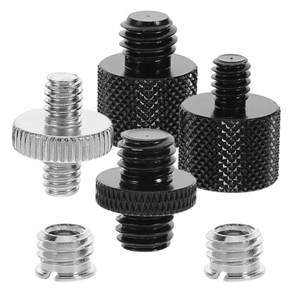 6pcs Microphone Thread Adapter Set, Metal Mic Stand Screw Converter for Desk Mount and Floor Stand, Includes 1/4" to 3/8" Male Female Adapters, Compatible with Recording Equipment