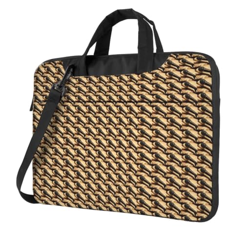 Microphone with Music Note Print Stylish Laptop Bag Portable Single Shoulder Bags Commuting Working Remotely Heading - size: 14 inch