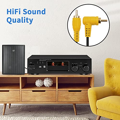 Duttek 5ft/1.5M Right Angle RCA Cable, 90 Degree Male to Male Stereo with 4K Gold-Plated Port for Amplifiers, Home Theater, HDTV, Home Stereo and DVD - size: 5ft/1.5M, style: 90 Degree RCA Male to Male
