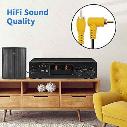 Duttek 5ft/1.5M Right Angle RCA Cable, 90 Degree Male to Male Stereo with 4K Gold-Plated Port for Amplifiers, Home Theater, HDTV, Home Stereo and DVD - size: 5ft/1.5M, style: 90 Degree RCA Male to Male