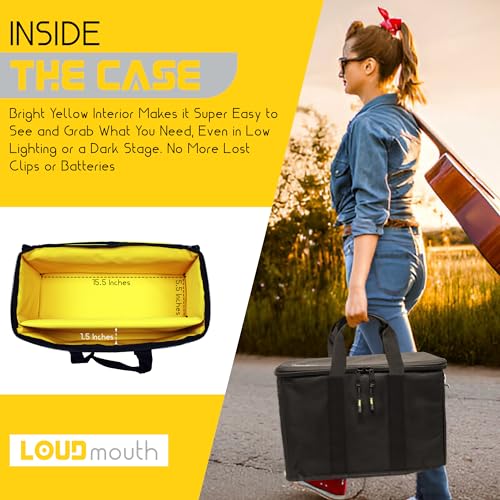 Loudmouth 12 Slot Microphone Case with Foam | Rugged Padded Bag For Wired and Wireless Mics | 16" x 11" x 7.75"