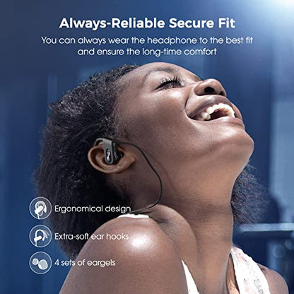Bluetooth Headphones, Deep Bass Wireless Running Headphones w/16 Hrs Playtime, Bluetooth Earbuds in-Ear w/Earhooks, IPX7 Waterproof Sports Earphones with Microphone for Calls | IPX7 Waterproof Wireless Earbuds with Ear Hooks, CVC 6.0 Noise Cancelling Earb