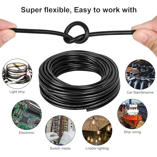 14 Gauge Wire 3 Conductor,14 AWG Electrical Wire Stranded PVC Cord Oxygen-Free Copper Cable,26FT 3 Core Pure Copper Flexible Cable Wire for LED Lamp Lighting Strips Automotive (14AWG-3C, 26FT)… - size: 26FT, style: 14AWG-3C