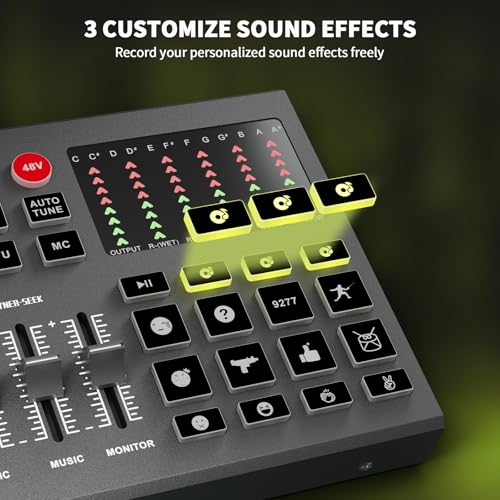 Podcast Equipment Bundle for 2, Audio Interface Mixer with Condenser Microphones, Noise Cancellation, Voice Change, 48V Phantom for Podcasting, Streaming, Recording, Gaming, TikTok, PC, Phone (V1)