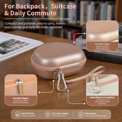 Comecase Headphone Case Compatible with JBL Tune 720BT 770NC, Rose Gold | Hard Shell Travel Storage for Foldable Over-Ear Headphones, with Mesh Pocket for Cables. Case Only, Headphones Not Included - color: Rose Gold