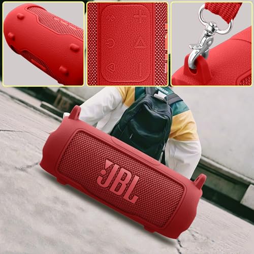 Silicone Cover for JBL Flip 7 Portable Bluetooth Speaker | Scratch-resistant, Unhindered Sound, Silicone Construction, Portable Carrying Silicone Cover, Red Silicone Cover - color: Red Cover