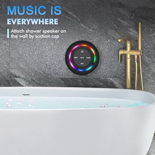Bluetooth Shower Speaker, Portable LED Wireless Speaker Gift for Men Teens