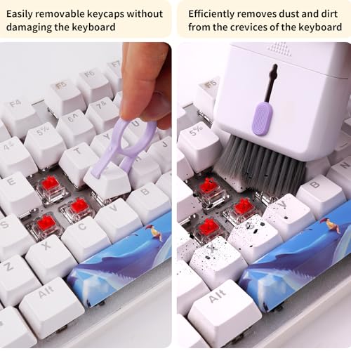 Keyboard Cleaning Brush Laptop Cleaner, 10-in-1 Computer Screen Cleaning Accessories for iPad iPhone, White - color: White